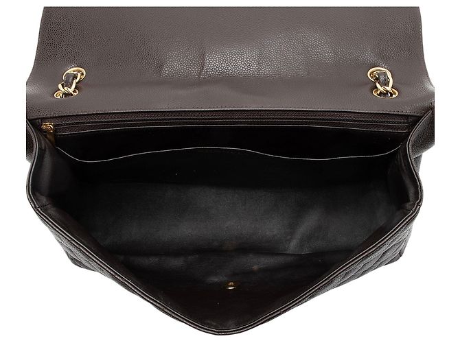 Gabrielle Borsa Chanel Classic Maxi Single Flap in pelle Caviar Marrone - vista 7
