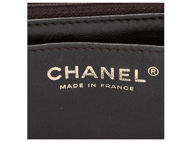 Gabrielle Borsa Chanel Classic Maxi Single Flap in pelle Caviar Marrone - vista 8