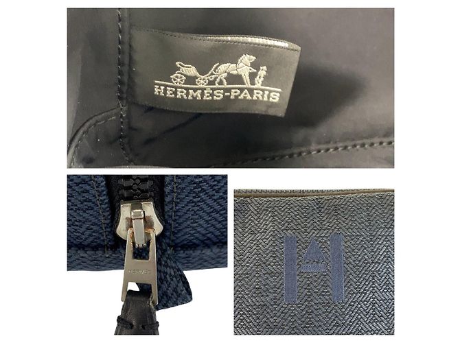 Hermès Clutch Hermes Trotteur MM Navy Black Nero - vista 3