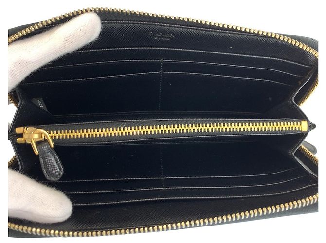 Portafoglio lungo in pelle Saffiano Prada Nero - vista 4