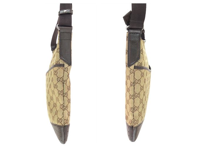 Borsa a tracolla Gucci GG Canvas e pelle Marrone - vista 8