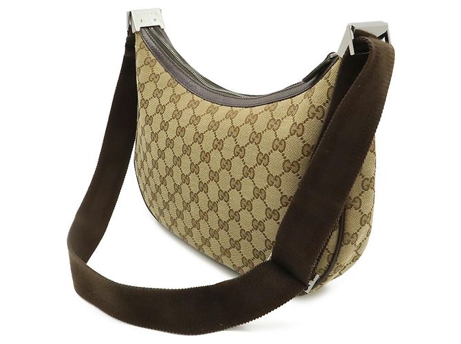 Gucci GG Canvas Leder Schultertasche Braun Beige - Ansicht 2