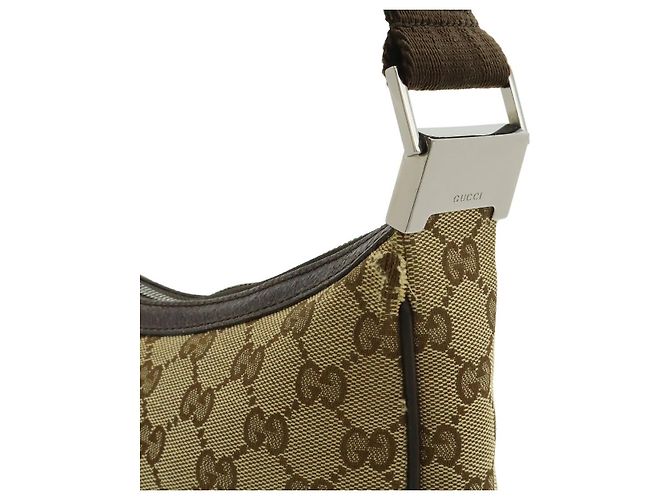 Gucci GG Canvas Leder Schultertasche Braun Beige - Ansicht 7