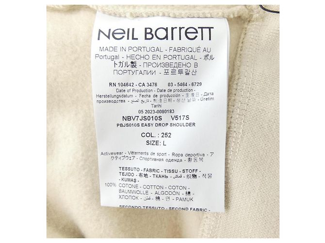 Autre Marque Sweatshirt de algodão Neil Barrett NBV7JS010S Bege - vista 3