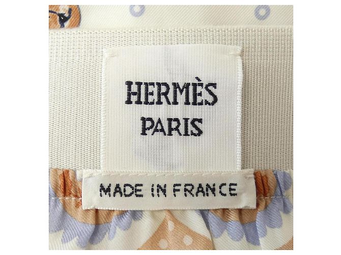 Hermès Hermes Seidenrock Weiß Blau Beige - Ansicht 4