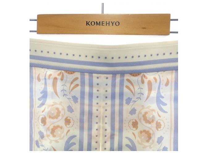 Hermès Hermes Seidenrock Weiß Blau Beige - Ansicht 5