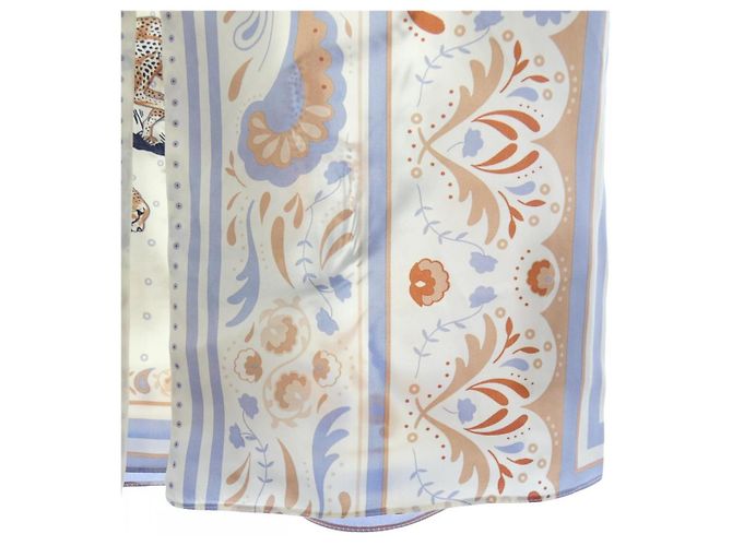 Hermès Hermes Seidenrock Weiß Blau Beige - Ansicht 6