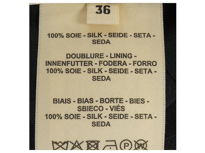 Falda de seda Hermès 4E0330DQ 36 Negro Blanco - vista 3