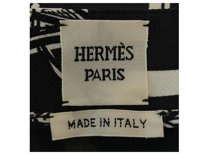 Falda de seda Hermès 4E0330DQ 36 Negro Blanco - vista 4