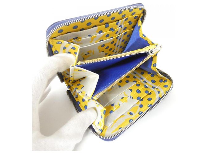 Silk In Hermès Hermes BRIDES DE GALA FANTOME POIS Epsom Silk Wallet Azul Amarillo - vista 5