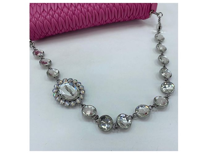 Borsa a tracolla 3-way in nappa e cristalli Miu Miu Rosa - vista 11