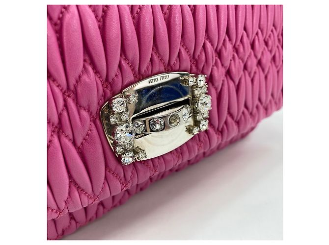 Borsa a tracolla 3-way in nappa e cristalli Miu Miu Rosa - vista 12