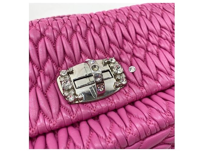 Borsa a tracolla 3-way in nappa e cristalli Miu Miu Rosa - vista 13