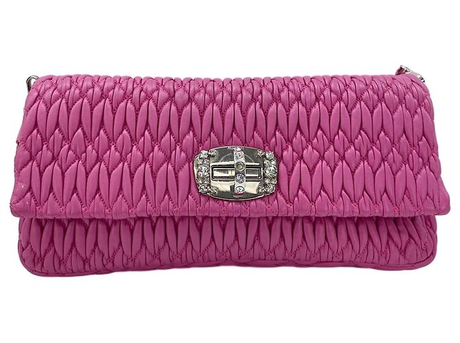 Borsa a tracolla 3-way in nappa e cristalli Miu Miu Rosa - vista 2