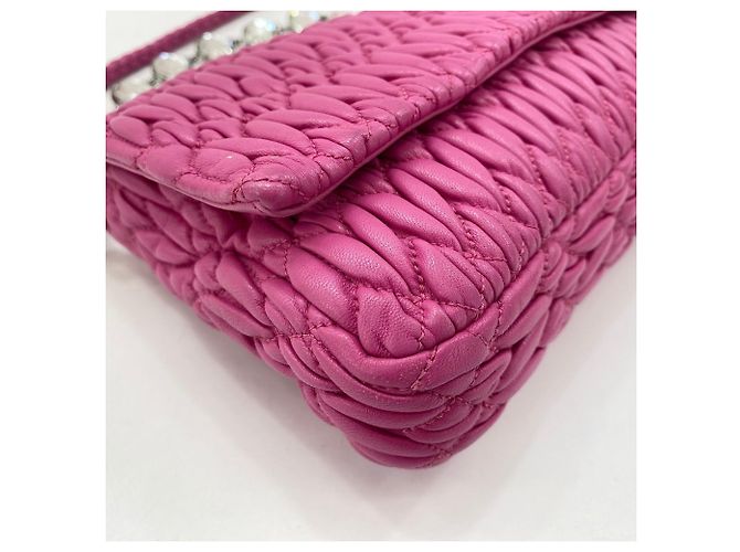 Borsa a tracolla 3-way in nappa e cristalli Miu Miu Rosa - vista 8