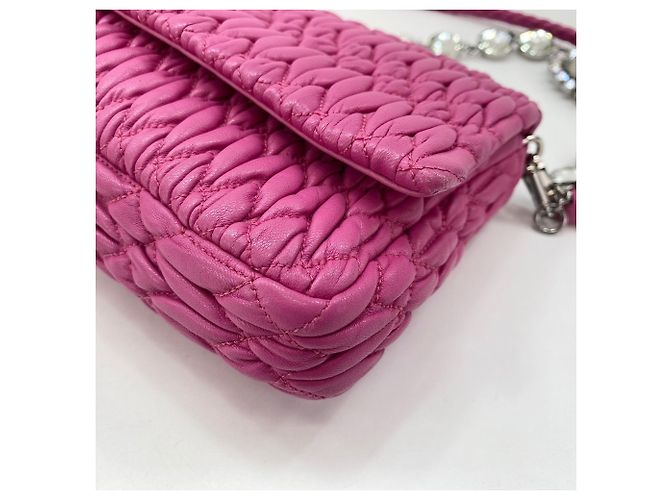 Borsa a tracolla 3-way in nappa e cristalli Miu Miu Rosa - vista 9