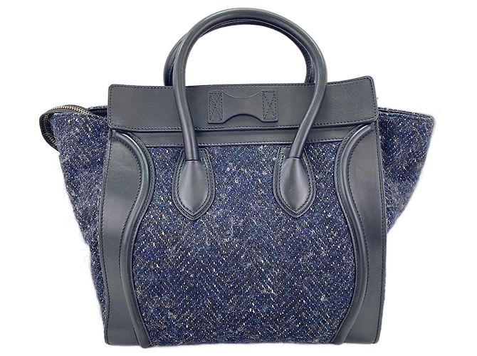Céline Borsa Celine Luggage Mini in Navy Blu navy - vista 3