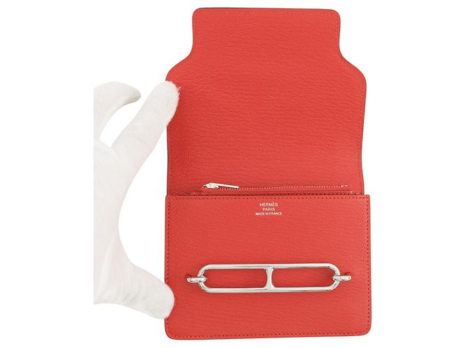 Hermès Cartera bi-fold Hermes Roulis Rouge Cou Roja - vista 4