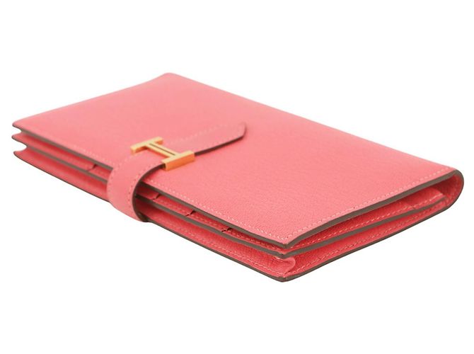 Cartera larga Hermès Bearn Soufflé en rosa - vista 2