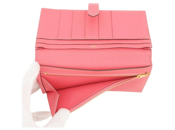 Cartera larga Hermès Bearn Soufflé en rosa - vista 6