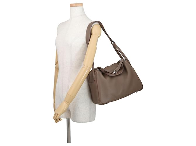 Hermès Borsa Hermes Lindy 30 Taupe - vista 4