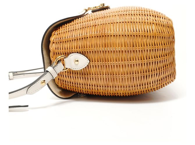 Borsa a tracolla in paglia marrone Miu Miu - vista 3