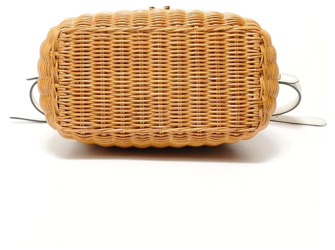 Borsa a tracolla in paglia marrone Miu Miu - vista 7