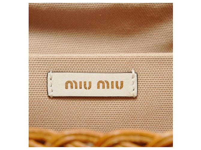Borsa a tracolla in paglia marrone Miu Miu - vista 9