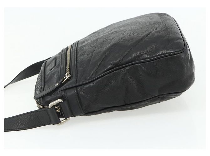Gucci Messenger mit Front-Reißverschluss Guccissima Leder Medium Schwarz - Ansicht 3
