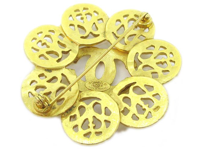 Chanel Vintage CC Flower Texturiertes Metall Golden - Ansicht 2