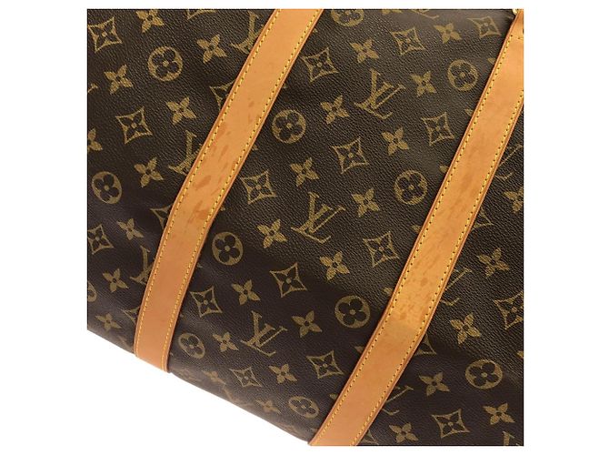 Louis Vuitton Monogram Keepall Bandoulière 55cm Borsa Boston Marrone - vista 3