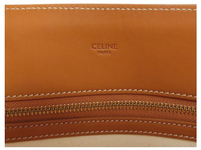 Céline Celine Vertical Cabas Large Tote Bag Braun Weiß - Ansicht 6