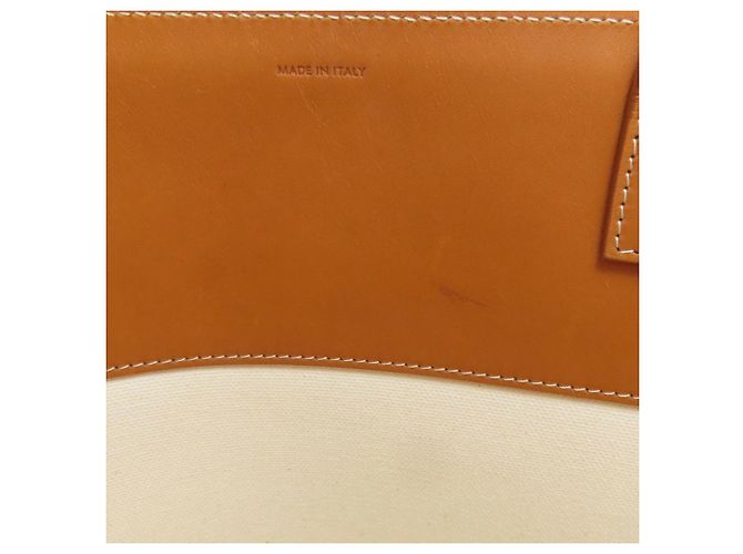Céline Celine Vertical Cabas Large Tote Bag Braun Weiß - Ansicht 9