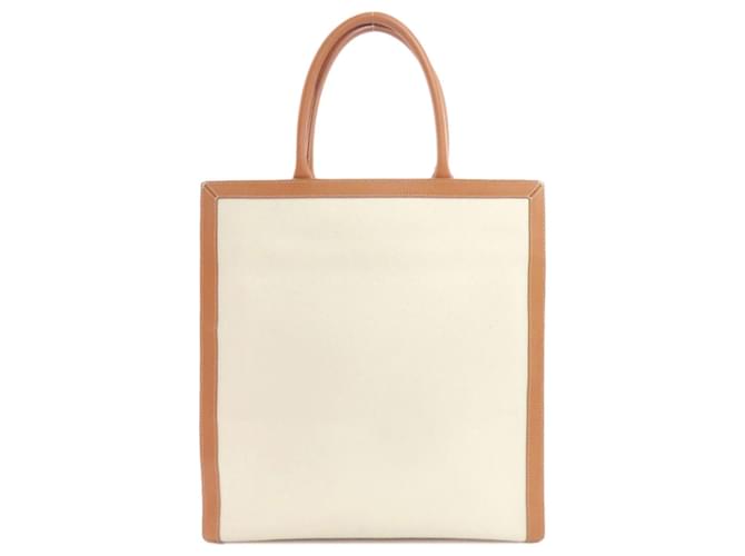 Céline Celine Vertical Cabas Large Tote Bag Braun Weiß - Ansicht 2