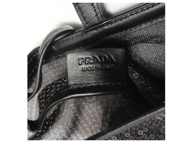 Borsa in rete con paillettes nere Prada Nero - vista 9