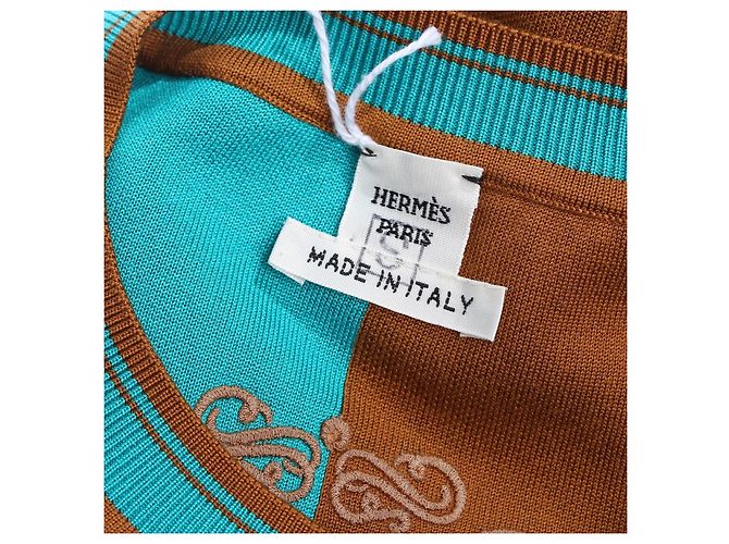 Hermès Vestido largo de seda Brides de Gala en Désordre Castaño - vista 5