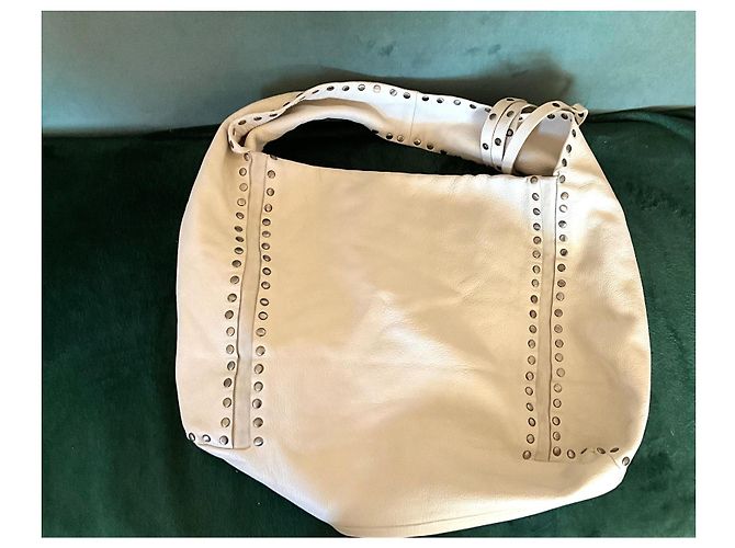 Jimmy Choo Borsa Hobo in Pelle Avorio con Borchie Bianco - vista 10