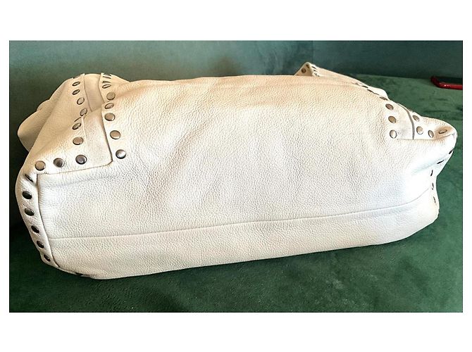 Jimmy Choo Borsa Hobo in Pelle Avorio con Borchie Bianco - vista 3