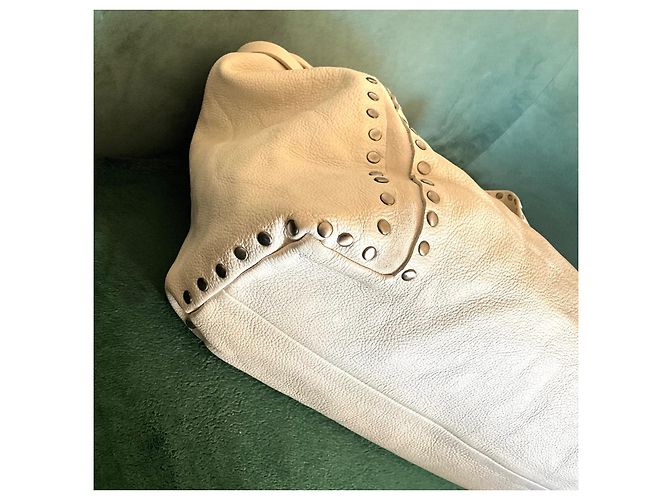 Jimmy Choo Borsa Hobo in Pelle Avorio con Borchie Bianco - vista 4