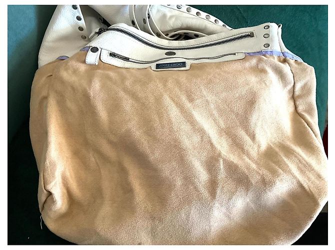 Jimmy Choo Borsa Hobo in Pelle Avorio con Borchie Bianco - vista 6