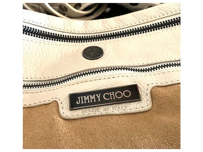 Jimmy Choo Borsa Hobo in Pelle Avorio con Borchie Bianco - vista 7