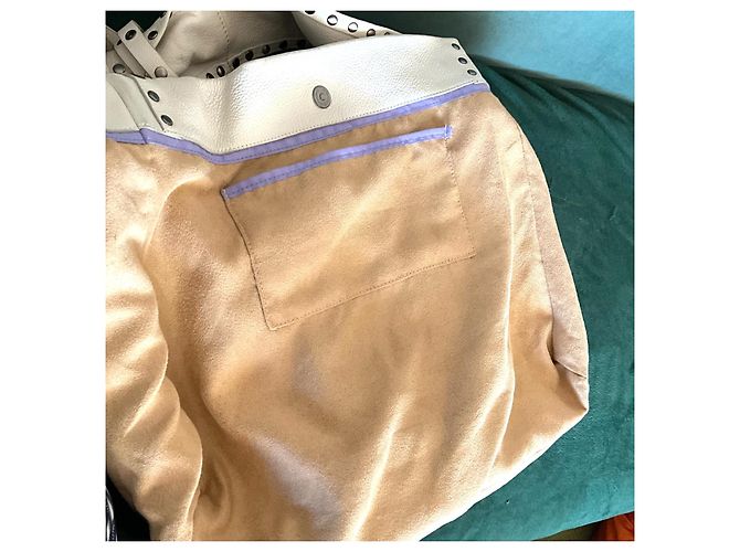 Jimmy Choo Borsa Hobo in Pelle Avorio con Borchie Bianco - vista 8