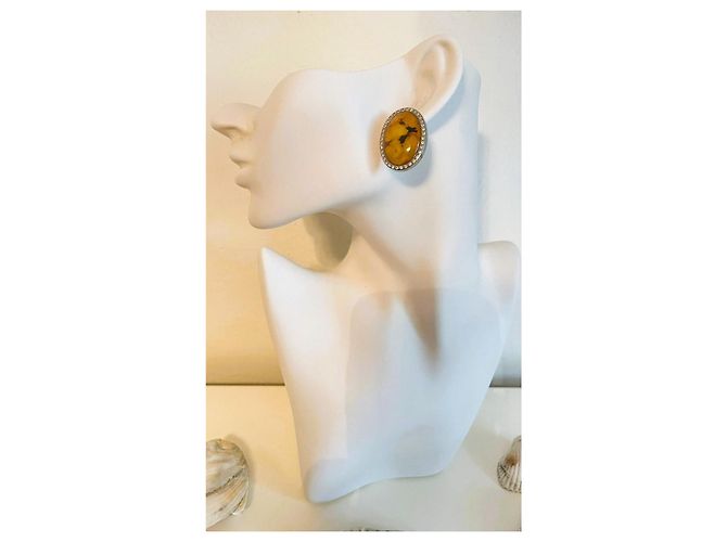 Orecchini Dolce & Gabbana Sicily Cammeo con Cristalli Swarovski Argento Giallo - vista 13
