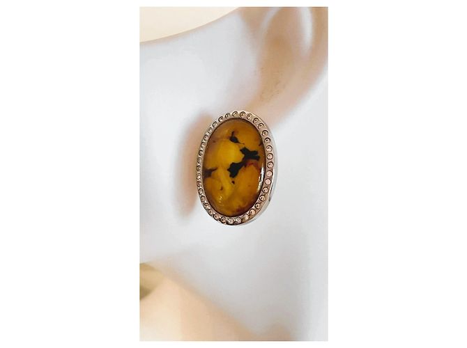 Orecchini Dolce & Gabbana Sicily Cammeo con Cristalli Swarovski Argento Giallo - vista 14