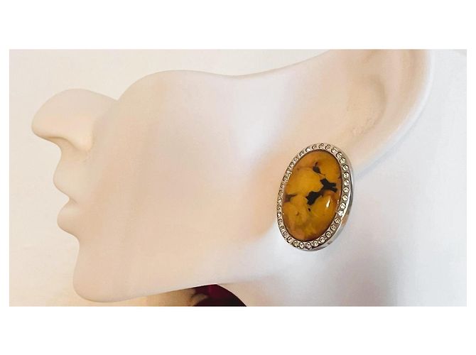 Orecchini Dolce & Gabbana Sicily Cammeo con Cristalli Swarovski Argento Giallo - vista 15