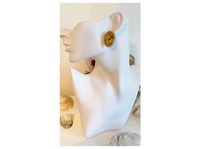 Orecchini Dolce & Gabbana Sicily Cammeo con Cristalli Swarovski Argento Giallo - vista 6