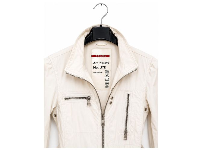 Prada Damen Baumwolljacke - Elfenbein Weiß - Ansicht 3