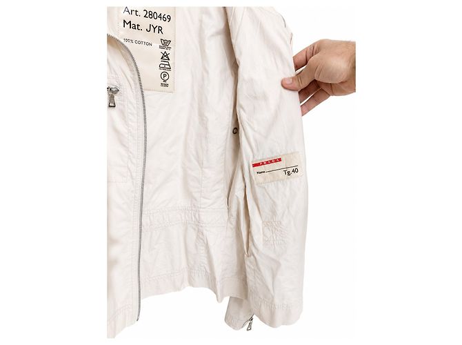 Prada Damen Baumwolljacke - Elfenbein Weiß - Ansicht 4