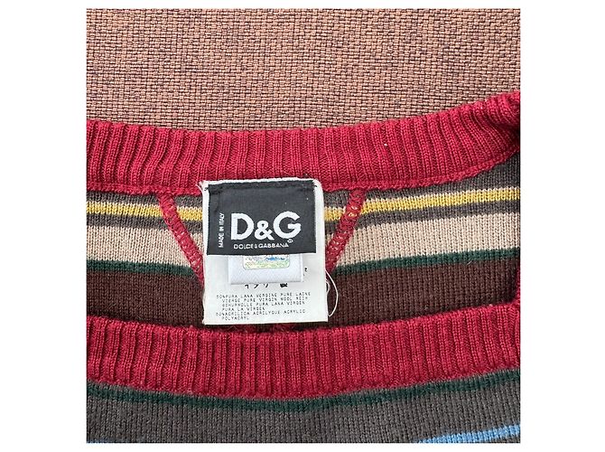 Dolce & Gabbana Maglione a righe in misto lana Marrone Rosa Rosso Blu Grigio Crudo Giallo - vista 3
