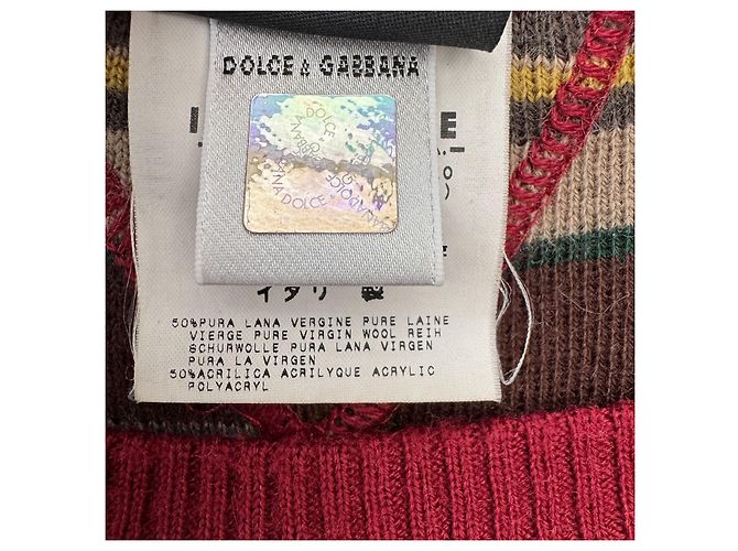 Dolce & Gabbana Maglione a righe in misto lana Marrone Rosa Rosso Blu Grigio Crudo Giallo - vista 4